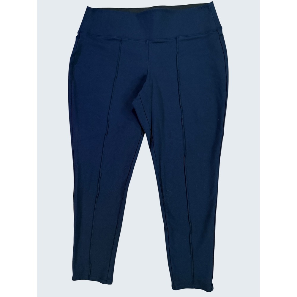 Nine West XL Navy Ponte Pull-On Ankle Leggings Pants Front Seam